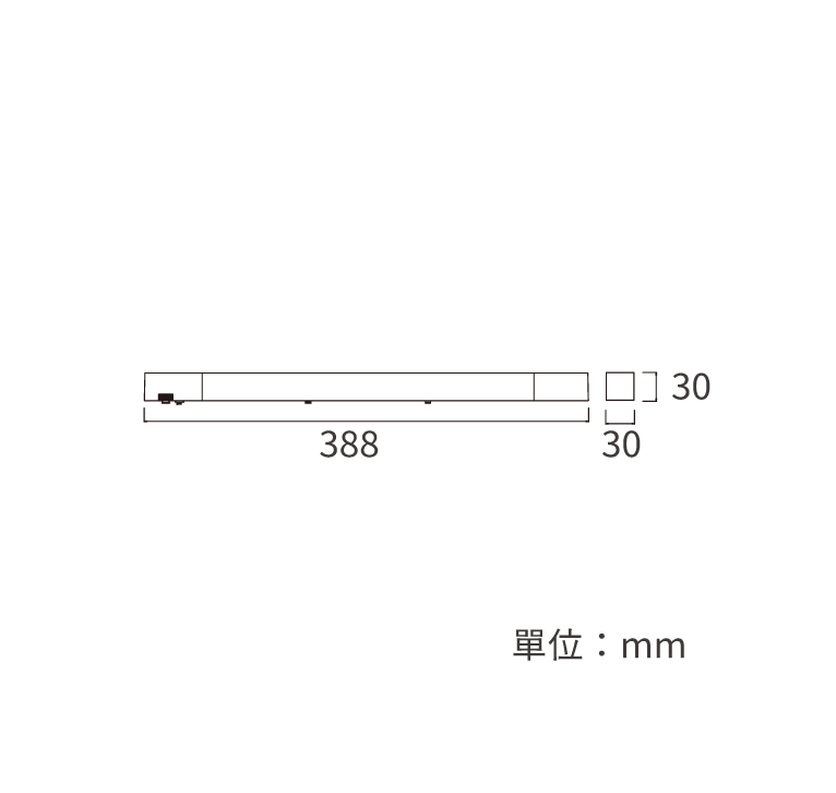 拉斐爾超薄磁吸驅動器DC24V,100W尺寸圖;長388*寬30*高30 mm